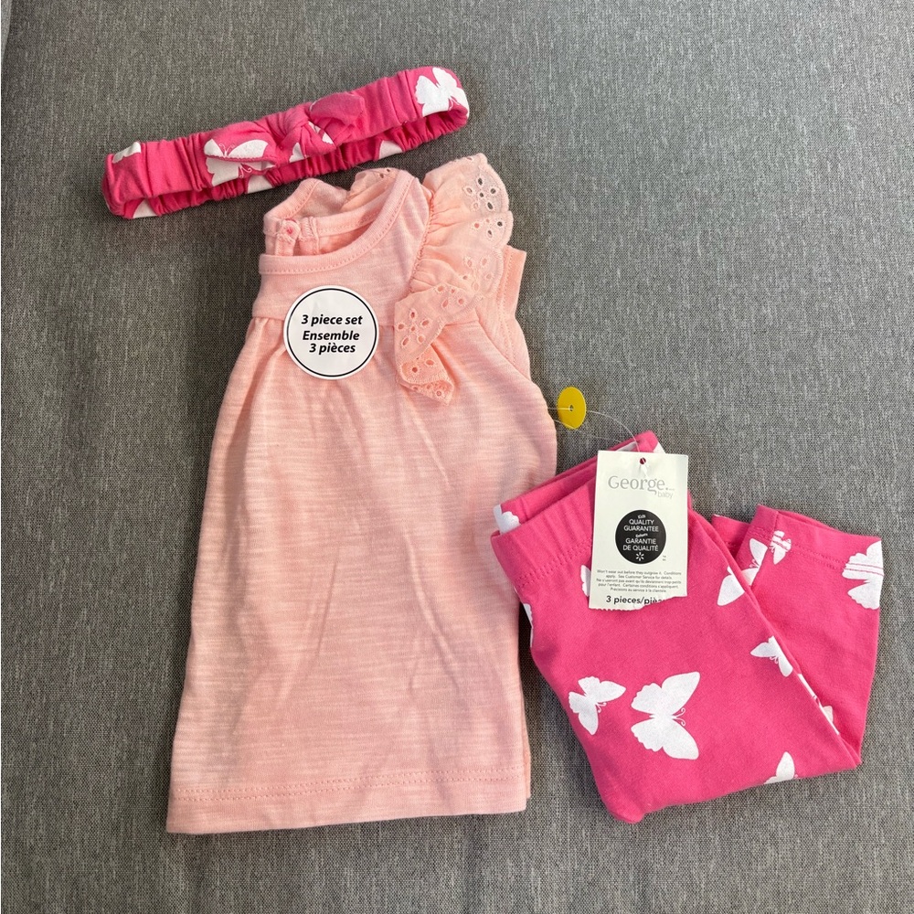 George Pink Baby Outfit with Butterfly Design
